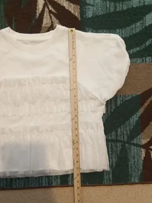 Maeve Short Sleeve Smocked Ruffled Sweatshirt Boxy Balletcore Fairy Cottage XxS thumbnail 6