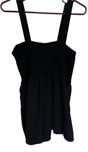 Black Smocked Tank Romper - Women thumbnail 1