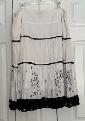 Sunny Leigh Black & White Tiered Peasant Skirt thumbnail 1