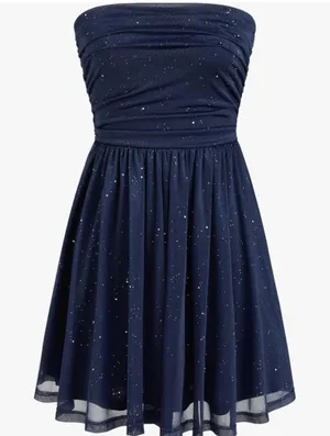 CIDER Strapless Navy Sparkle A-Line Dress thumbnail 1