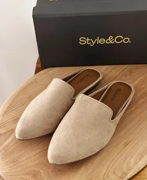 Style & Co. Taupe Pointed-Toe Slip-On Mules thumbnail 1
