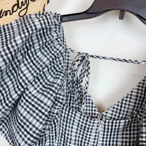 Moon River Afternoon Sunshine Multi Plaid Puff Sleeve Mini Dress thumbnail 6