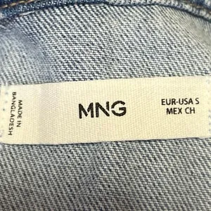 Mango MNG Blue Long Sleeve Collar Button Down Denim Jean Trucker Coat Jacket S thumbnail 3