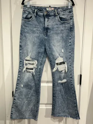 Risen hight rise Acid wash cropped flare Jeans thumbnail 3