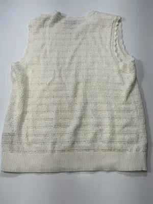 J. Crew 100% Cotton scalloped pointelle knit cardigan sweater in ivory NWOT thumbnail 7