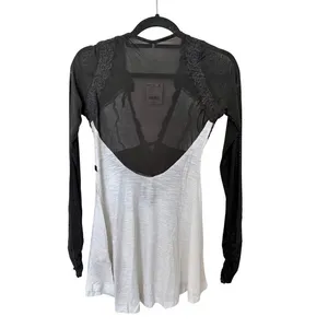 Free People Intimately Love You Tunic Top Ivory Black Lace Mesh Size Small NEW thumbnail 5