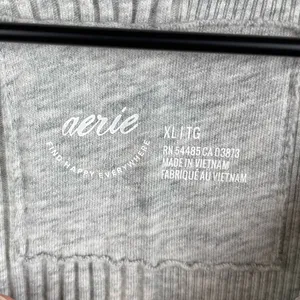 Aerie Women's Long Sleeve Thermal Henley Shirt Ribbed Knit Tee Grey Size XL thumbnail 5