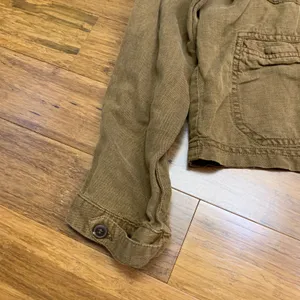 C&C California Linen Lyocell‎ Utility Jacket Women's M Brown Button Down Crop thumbnail 3