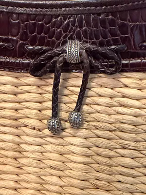 👨‍🌾👨‍🌾👨‍🌾BOGOHO👨‍🌾👨‍🌾👨‍🌾Brighton Straw Shoulder Bag with Dark Brown Leather Trim thumbnail 3