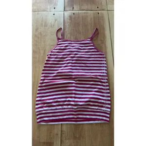 American Eagle Pink White Striped Cami Tank Top Small Y2K Spaghetti‎ Strap Logo thumbnail 4