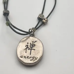 Chico's Green & Silver Beaded Cord Energy Necklace thumbnail 4