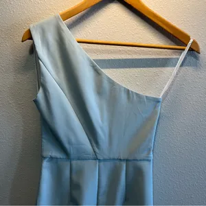 NEW Michael Costello x Revolve Ice Blue Ava One Shoulder Mini Dress thumbnail 5