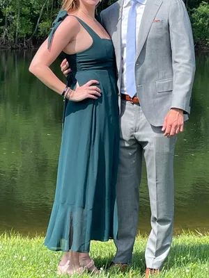Claire Midi Dress Show Me Your Mumu Emerald Chiffon Wedding guest bridesmaid thumbnail 10