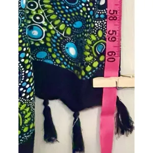 Wayan Natural Wear Sarong Cover Up Lime Green Blue Mandala Fringe Scarf Festival thumbnail 12