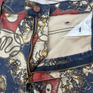Wrangler Rodeo Print Denim Shorts 32 Red Blue High Rise Western Cowgirl Festival thumbnail 5