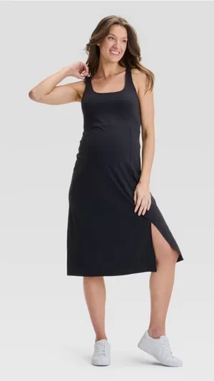 Isabel Maternity by Ingrid & Isabel Slit Active Midi Maternity Dress Size M NWT thumbnail 1