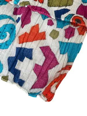 Vintage Abstract Print Rayon Scarf Made In Italy Crinkle Fabric Rolled Hem 82x10 thumbnail 3