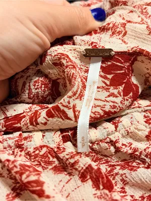 Free People Floral Red and Cream Ruffled Dress thumbnail 6