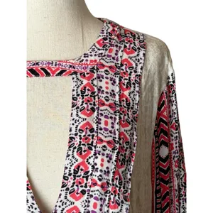 Free People Teagan Cut Out Mini Dress Women 6‎ Pink Geometric Boho Bell Sleeve thumbnail 5