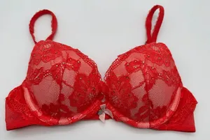 Victoria's Secret Body by Victoria Push-Up Bra Pink Rhinestone Floral Lace 34B thumbnail 1