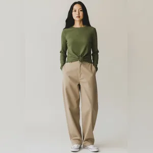 Madewell Womens Jacquard Elwood Knot Front Ribbed Top In Green thumbnail 5
