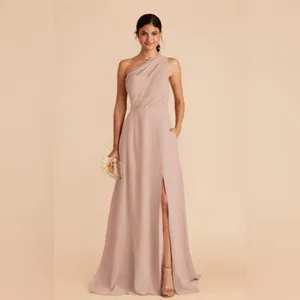NEW Birdy Grey Kira Bridesmaid Dress With Slit In Chiffon Taupe size XS $105 thumbnail 2