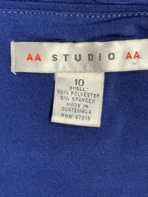 AA Studio Navy Blue Purple Undertone Ruched Midi Dress Size 10 thumbnail 9