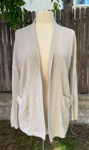 Aritzia Wilfred Gray Open front Knit Cardigan Silk Cotton Cashmere Minimalist XS thumbnail 1