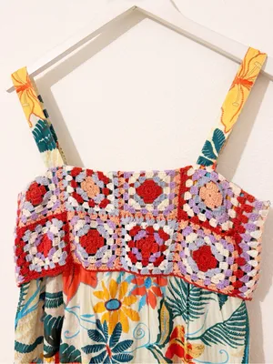 Farm Rio Crochet Mini Dress Anthropologie Floral Size Small S thumbnail 4