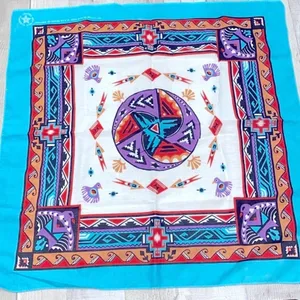 Boho small bandana scarf Blue thumbnail 1