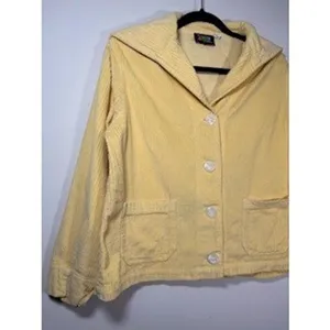 BIG BUD PRESS Corduroy‎ Sailor Jacket Medium Butter Yellow Button Up Boxy Retro thumbnail 3