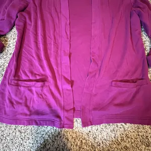 Croft & Barrow Womens Magenta 100% Cotton Open Front Cardigan‎ 3/4 Sleeve Large thumbnail 3