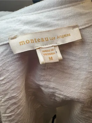 Monteau White Crinkled Short Sleeve Button-Down Shirt Medium thumbnail 10