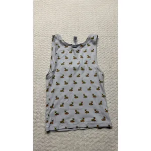 Skims Holiday Deer Ribbed Tank Top Light Blue Fawn Print Scoop Neck Womens M thumbnail 5
