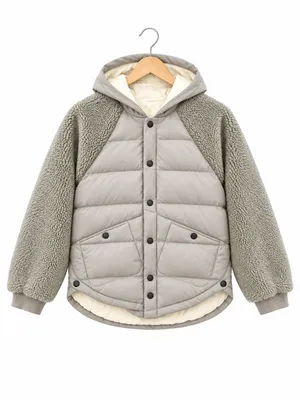 Anthropologie Pilcro Green Swing Puffer Jacket Sherpa Fleece Sleeve Coat Size S thumbnail 2