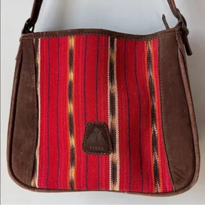 Mansi Brown Suede Handmade Guatemala Tikal Shoulder Bag thumbnail 2
