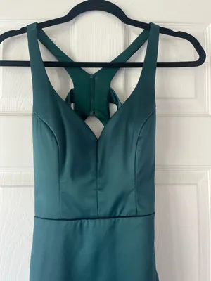 Sequin Hearts Green silk prom dress thumbnail 3