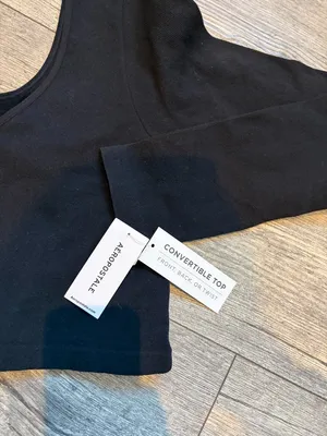 Aeropostale Convertible Top NWT Black Long Sleeves Crop Top Womens XL thumbnail 4