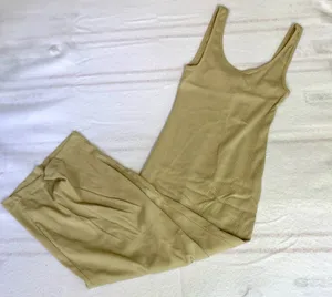 HM Beige Scoop Neck Ribbed Knit Maxi Dress XS Women Sleeveless Tank Bodycon thumbnail 1