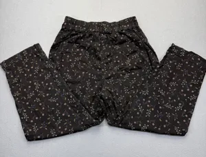 Anthropologie Small Black Floral High Rise Tapered‎ Cargo Pants Elastic Back thumbnail 1