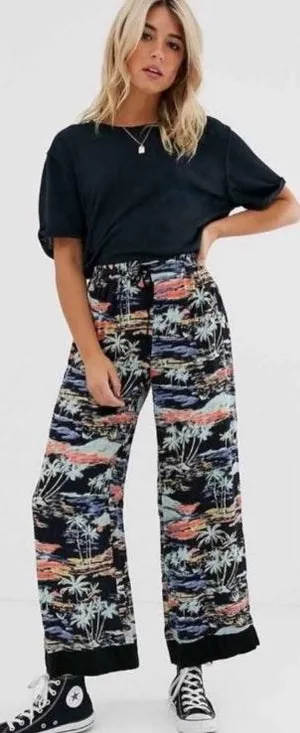 Free People Brand New Blue Lagoon Print Pants thumbnail 2