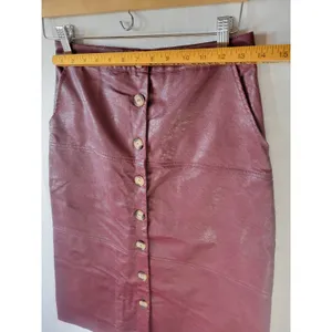 Bohme Faux Leather Skirt Women's Size S Burgundy Button Front Knee Length NWT thumbnail 5