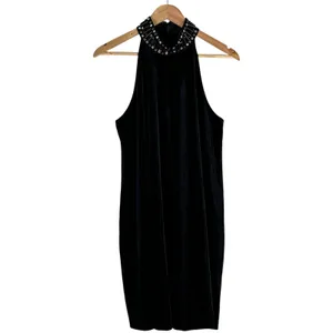 Kaari Blue Womens Glam Beaded Velvet Dress Black Cocktail Evening Event Size L thumbnail 2