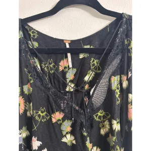 Free People Love Potion Black Top Boho Cottage Coquette Lace Black Medium Womens thumbnail 3