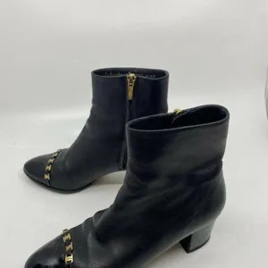 Msrp$730 SALVATORE FERRAGAMO Booties W/ Gold signa thumbnail 5