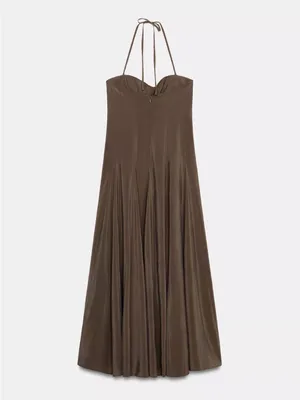 Nwt Zara Fluid Halter Volume Midi Dress Size Xs thumbnail 5