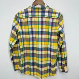 Lauren Ralph Lauren Women's Yellow Blue Plaid Cotton Button Down Shirt Preppy‎ thumbnail 8
