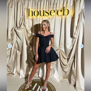 House of CB‎ 'Elida' black off shoulder mini dress NWOT size XS thumbnail 15