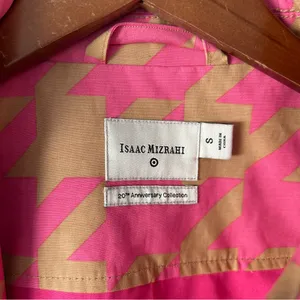 Isaac Mizrahi for Target|Pink and Tan Houndstooth Raincoat sz Small thumbnail 3