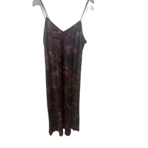 Natori Slip Dress Chemise Spaghetti Straps Purple Paisley Multicolor Midi Size L thumbnail 6